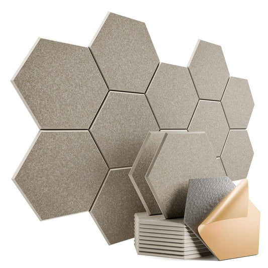 Hexagonal design self-adhesive acoustic foam board, 12 packs of high-density sound insulation material, explosion-proof echo reduction board-海智集-