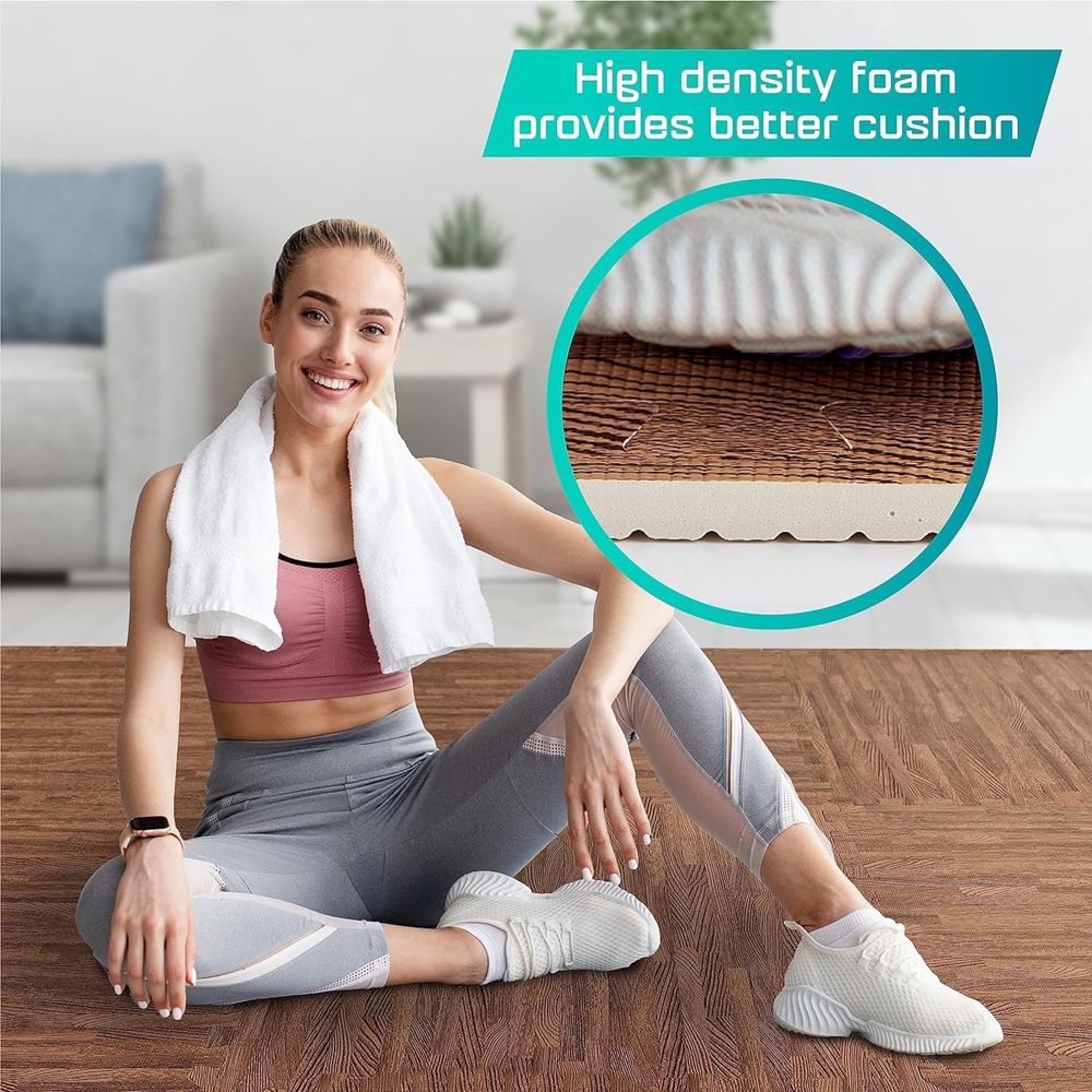 Hot Sale 3/8 Inch Wood Grain Foam Floor Tiles Interlocking Mats for Home-海智集-