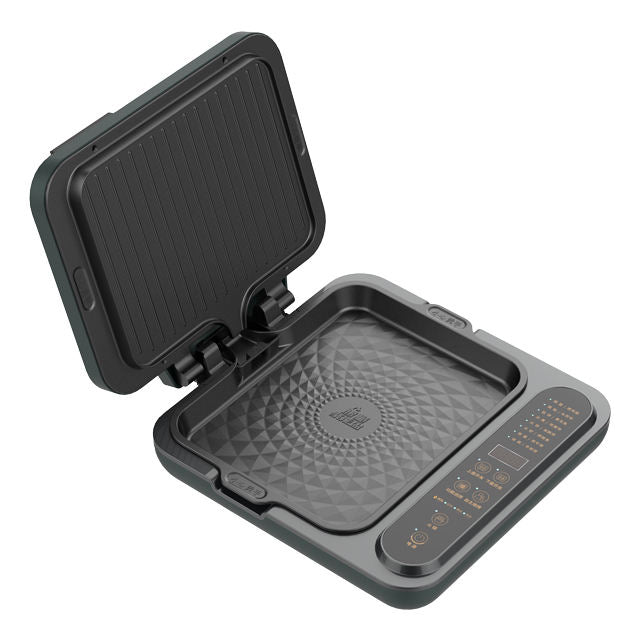 Electric Grill 2100W Multifunction Portable Home Foldable Non-Stick Split Pot Smokeless Barbecue Pan electric griddle pan-海智集-