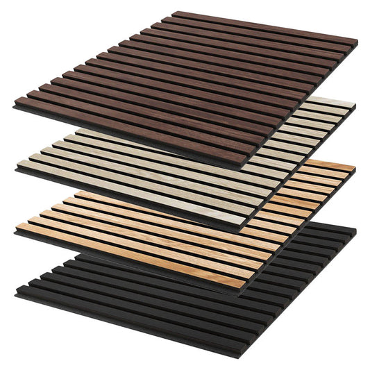 Custom Modern Wood Slat Acoustic Panels 600x600mm MDF Soundproof Wall Decor for Interior Design-海智集-