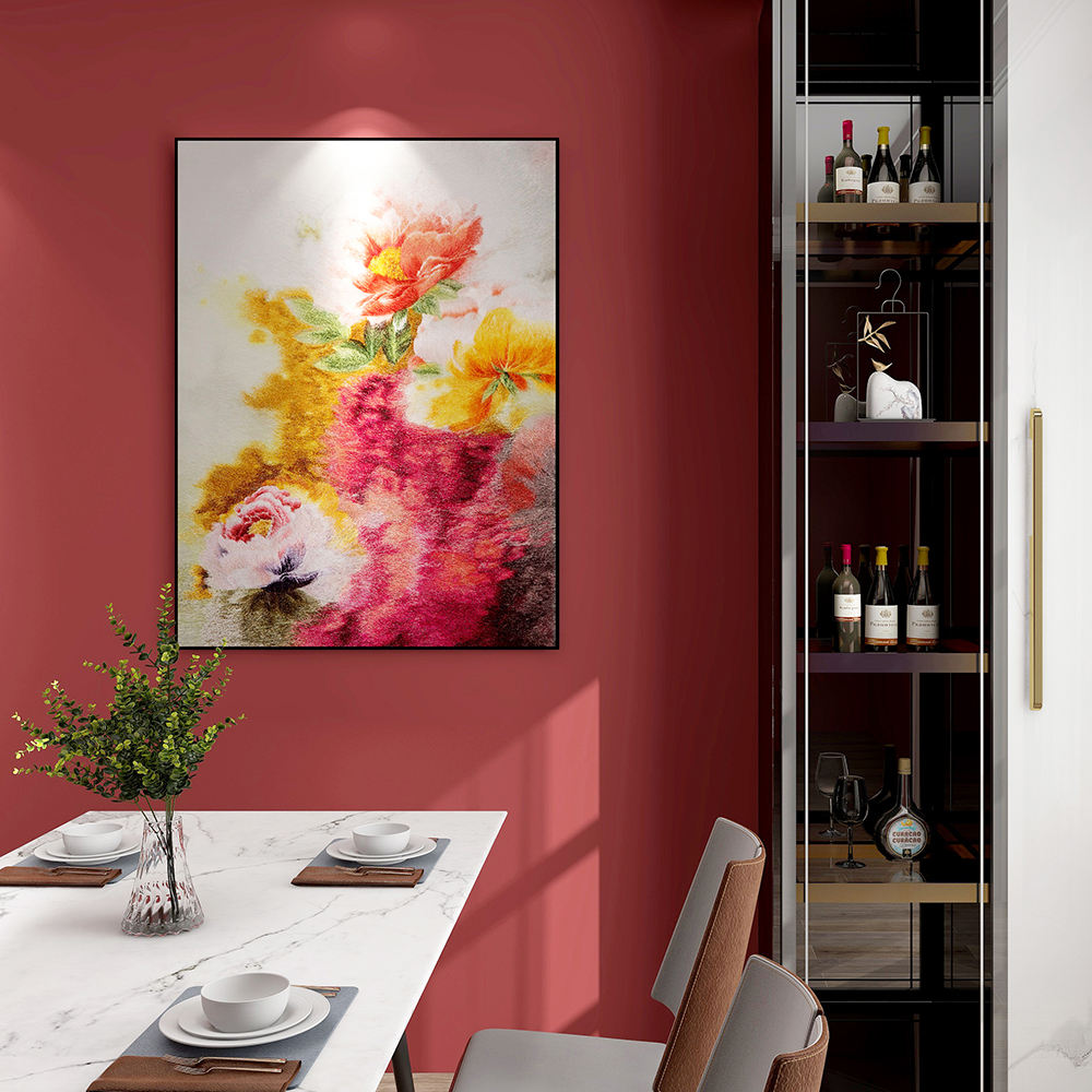 Luxury Eco Friendly Peony Embroidery Art Premium Hand Stitched Floral Wall Decor for Home and Gift-海智集-