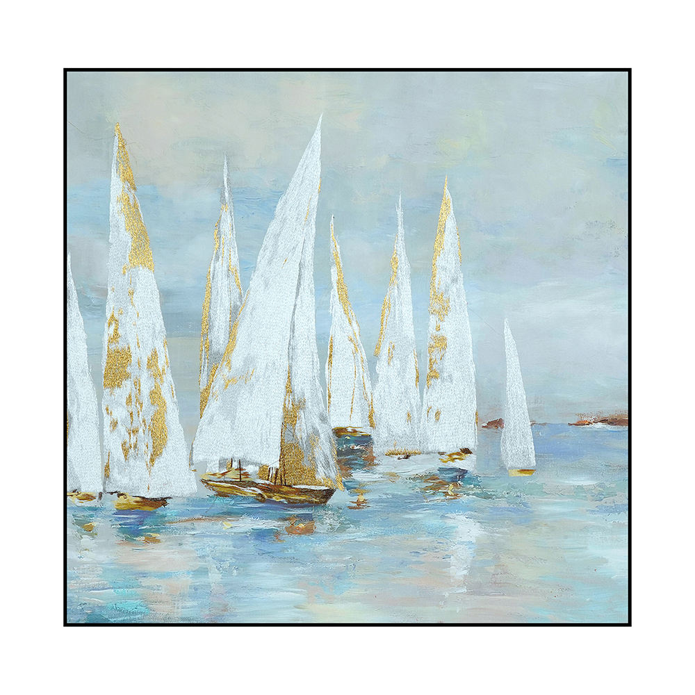 High Quality Embroidery Craft Sailboat Living Room Decoration Wall Paintings Custom Luxurious Home Wall Art Painting-海智集-