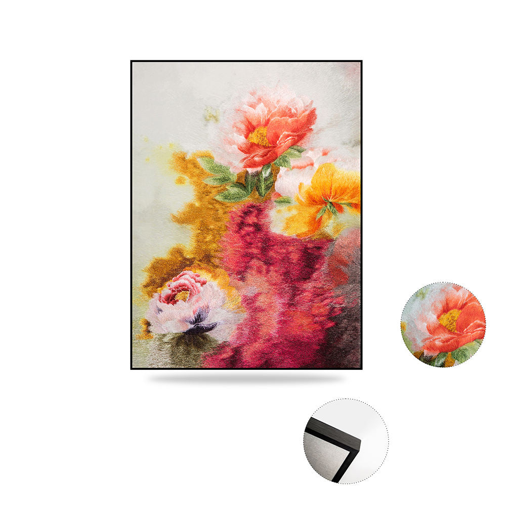 Luxury Eco Friendly Peony Embroidery Art Premium Hand Stitched Floral Wall Decor for Home and Gift-海智集-