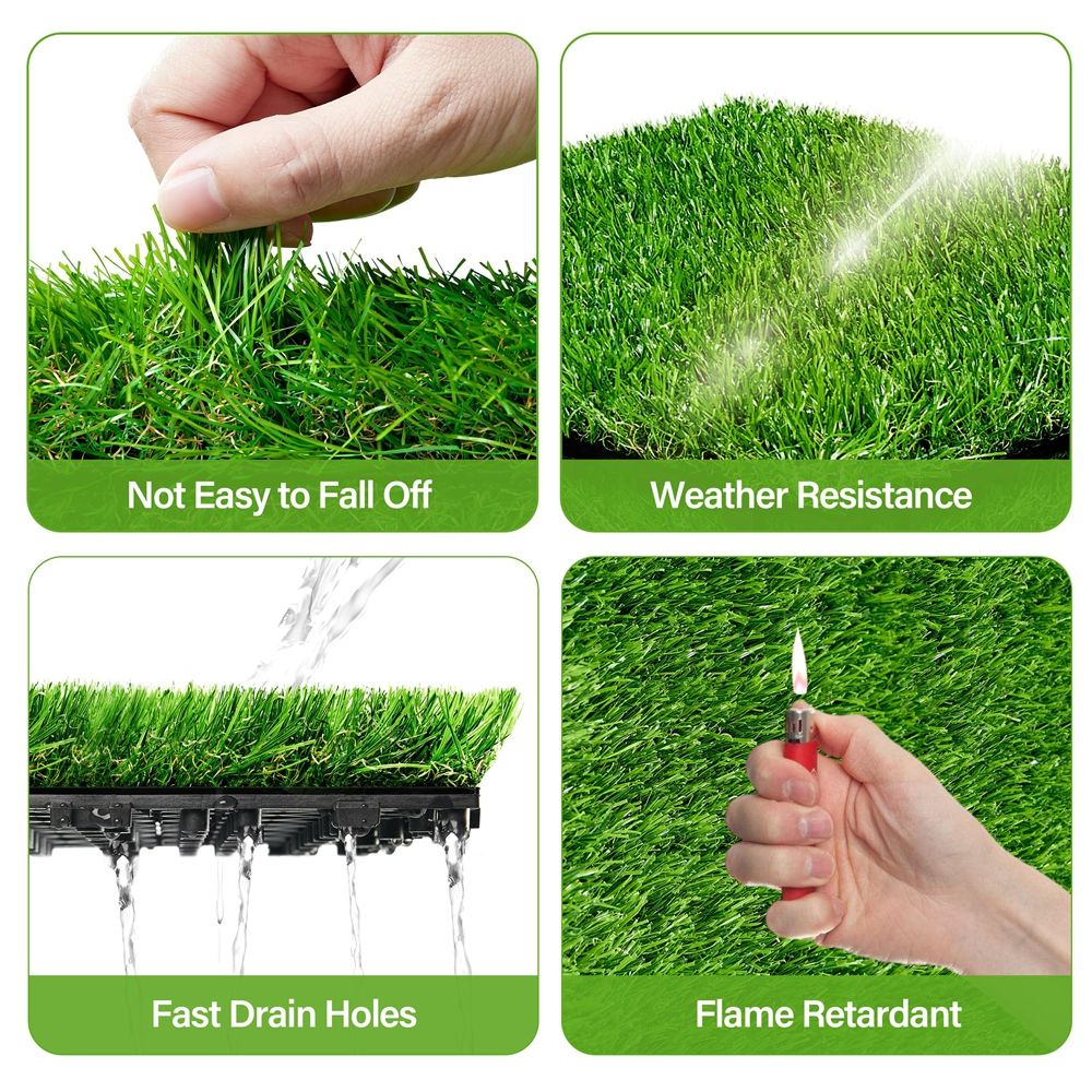 Interlocking Versatile Artificial Grass Tiles for Pets Play Area Dog Run-海智集-