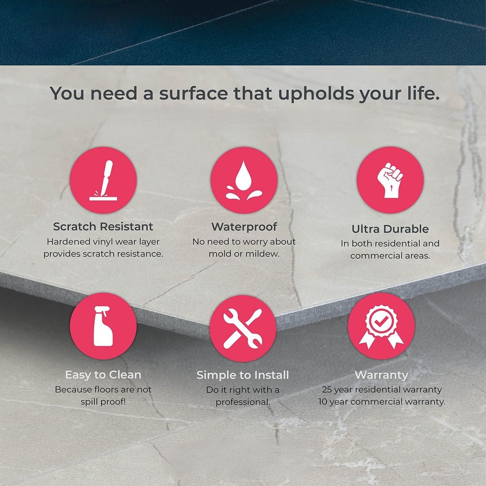Self Adhesive Waterproof Vinyl Floor Panel Tile Hexagon Design for Home Office Bathroom-海智集-