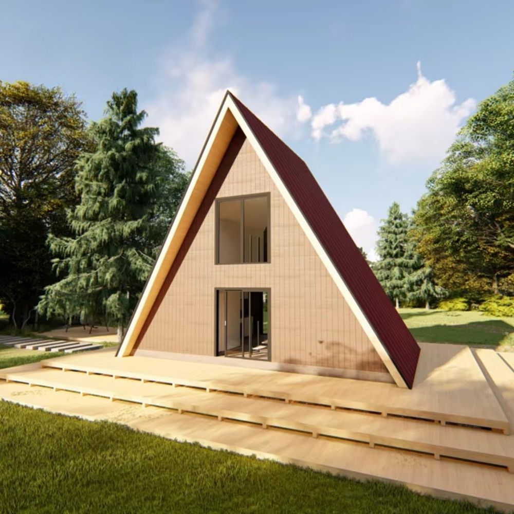 Custom Wooden Villa Luxury Prefab Homes OEM Service Triangular House-海智集-