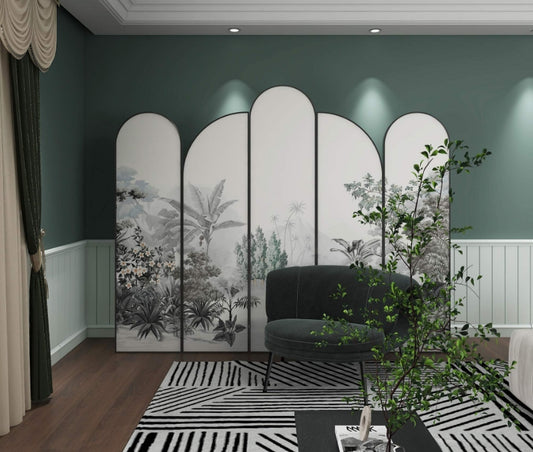 High-End Customizable Painted & Embroidered Jacquard Screen – B2B Wholesale for Commercial Spaces & Project Procurement.Mist Enveloping the Forest-海智集-