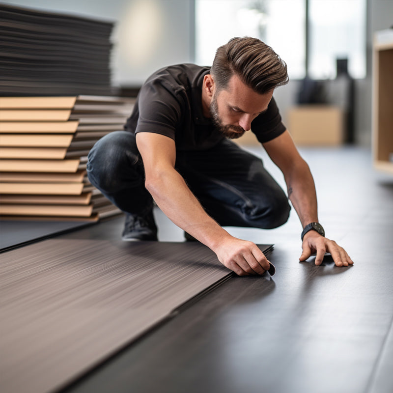 Dark Gray Pvc Flooring Vinyl Plastic Grain Spc Flooring for Indoor Waterproof Plastic Lock Vinyl Flooring-海智集-