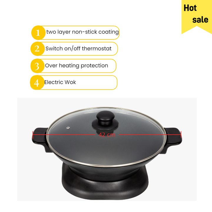 Factory's Popular Multifunctional Electric Skillets, featuring a smokeless and non - stick coating, are made of glass and aluminum.-海智集-