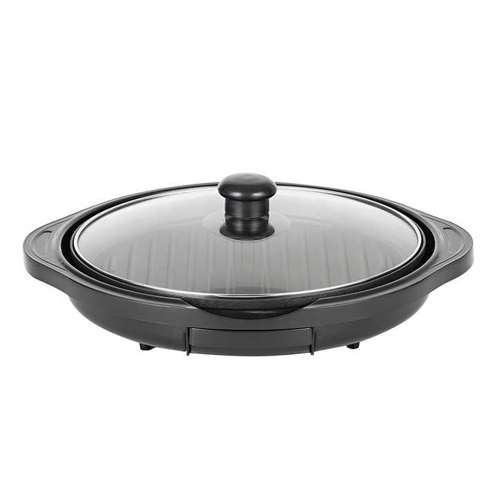 Factory Electric Grill Pan Non Stick Electrical Hot Plate Electric Table Grill for Sale With Oil Tray Aluminum Black-海智集-