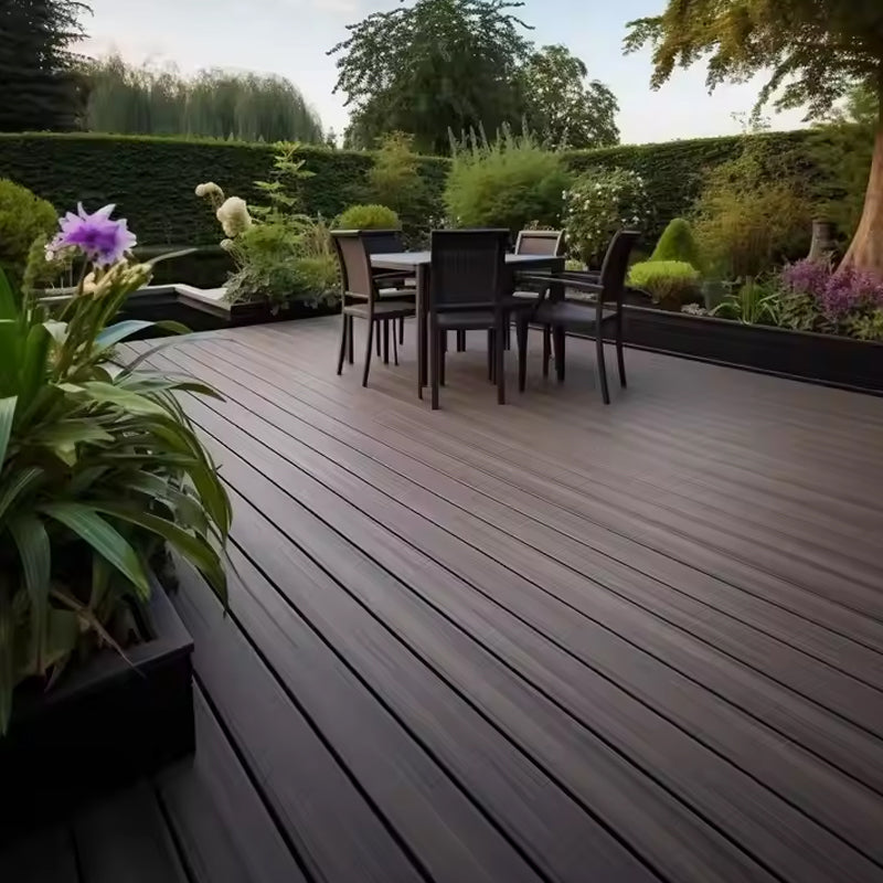 Modern Design Style Brushed Finish Artificial Wood Teak Decking PVC Outdoor Flooring WPC Panel Floor Portable Deck-海智集-