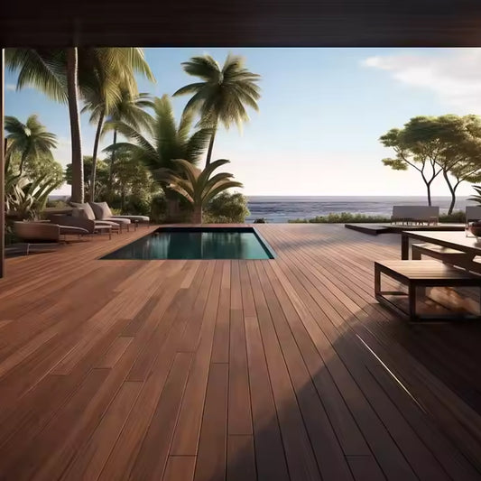 High Grade New Wood Plastic Composite Single Side Slot Round Hole Plate Outdoor WPC Decking Flooring-海智集-