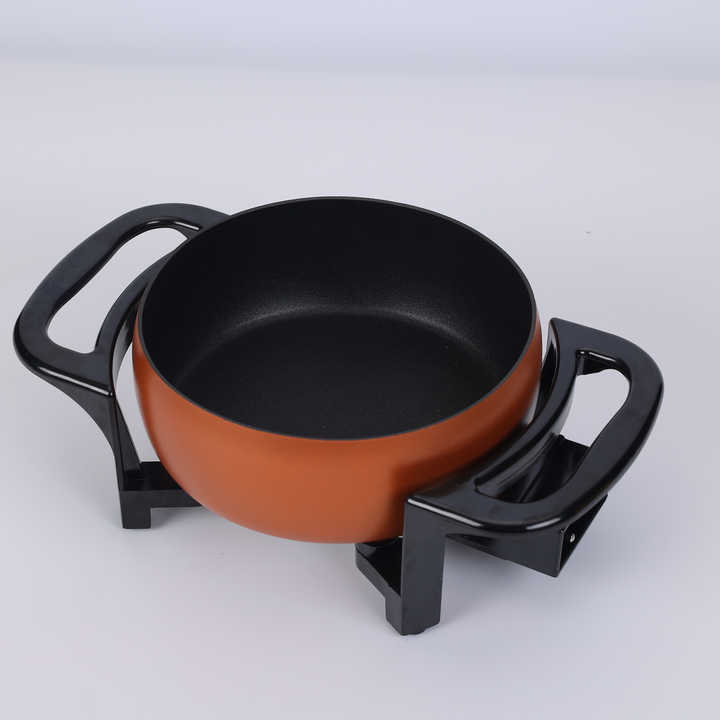 120V Household Use Mini Electric Wok Self-Control Thermostat Non-Stick Cooking Pot Tempered Glass Lid Popular Electric Skillets-海智集-