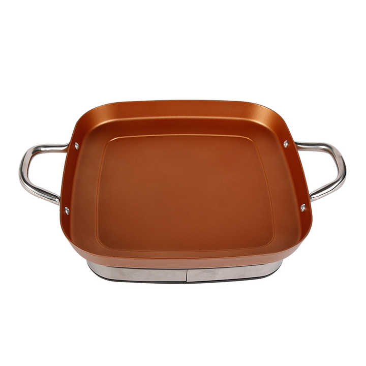 Multifunctional Electric Fry Pan Tempered Glass Lid Non Stick Copper Detachable Aluminum Electric Skillet-海智集-
