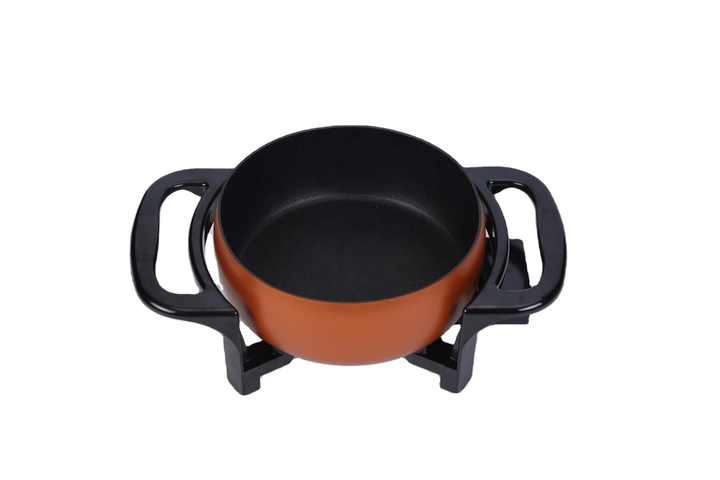 120V Household Use Mini Electric Wok Self-Control Thermostat Non-Stick Cooking Pot Tempered Glass Lid Popular Electric Skillets-海智集-