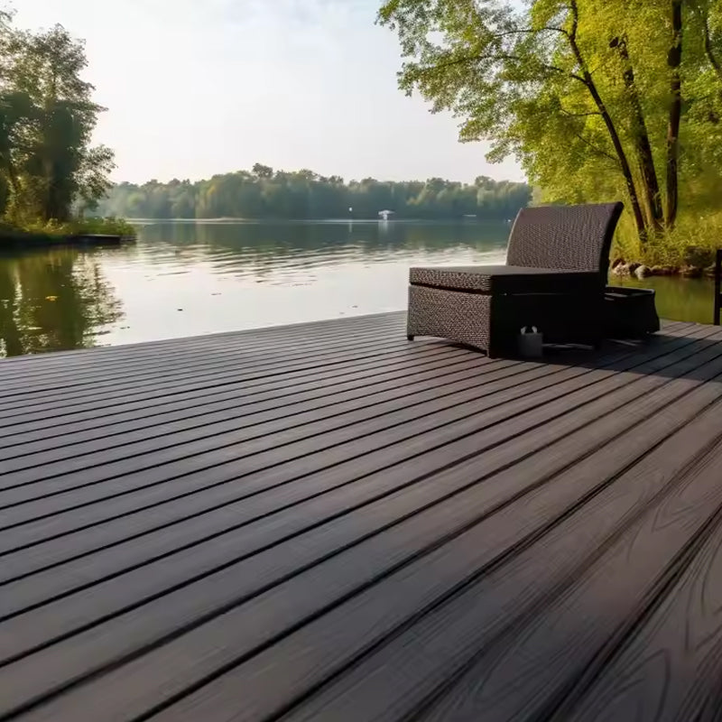 Modern Design Style Anti-Slip Bamboo Pool Decking Waterproof 3D WPC Tiles Outdoor Composite Decking with Brushed Technics-海智集-