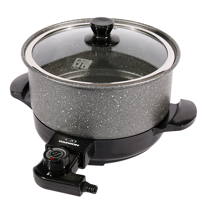 XH-3423 Multifunction Electric Cooking Pot Aluminum Cooking Cooker Marble Self Heating Pot for Sale Customized Logo OEM Grey 220-海智集-