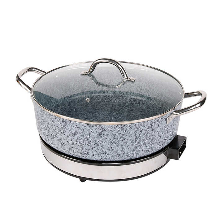 Factory Multifunction Electric Hot Pot Detachable Aluminum Fry Pan Marble Coating Different Colors Household-海智集-