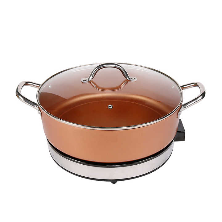 Factory Multifunction Electric Hot Pot Detachable Aluminum Fry Pan Marble Coating Different Colors Household-海智集-