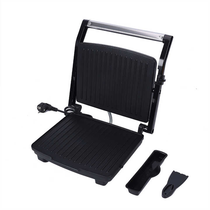 Popular Multifunction Electric Panini Grill PTFE Plates Automatic Temperature Control for Toasted Sandwiches Steak Meat US-海智集-