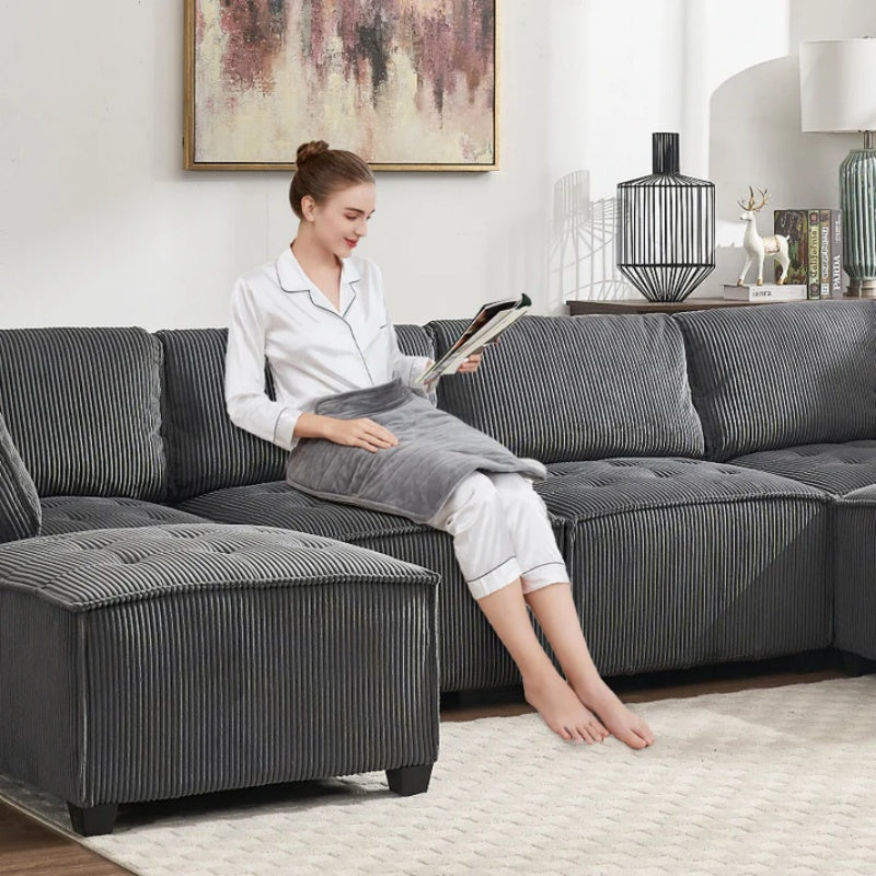 UNITED WE WIN Modular Sectional Sofa U Shaped Modular Couch with Reversible Chaise Modular Sofa Sectional Couch,6- Seat Convertible Sofa,Fit for Living Room-海智集-Default-