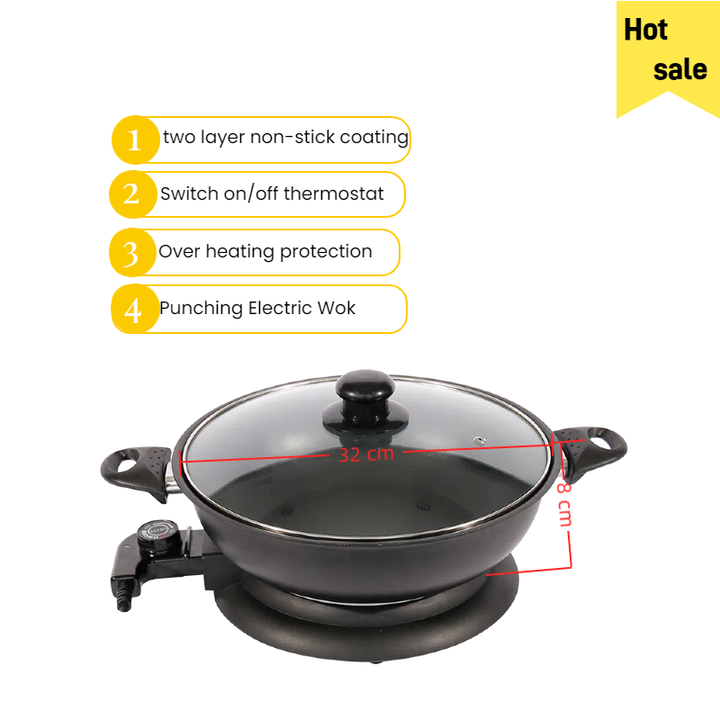 Multifunction Electric Skillet Hot Pot Cooker and Nonstick Multi Cooker Separable Electric Wok for Household-海智集-