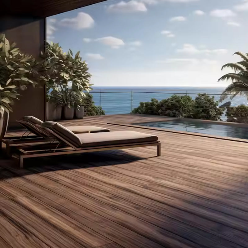 Modern Outdoor WPC Decking Wood PVC Flooring Tiles Plastic Composite Decking Tiles with Brushed Technics for Outdoor Spaces-海智集-