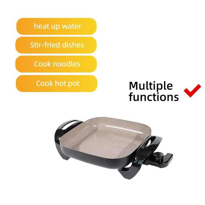 30cm Multipurpose Automatic Fry Pan Egg Boiler Non Stick Electric Cooking Pot Handle Electric Frying Pan Electric Skillets-海智集-