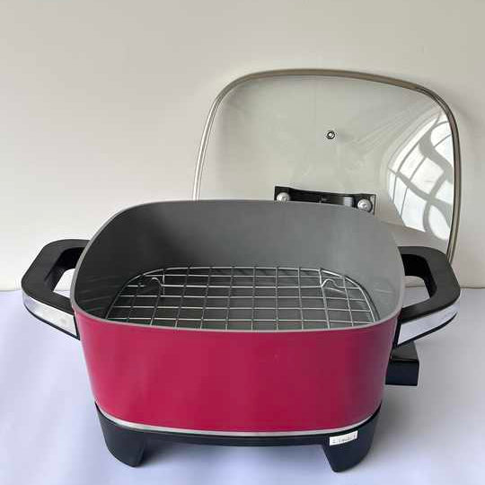 Deep Electric Skillet Factory offers a smokeless die - cast cooking pot with an aluminum lid-海智集-