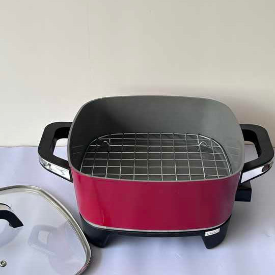 Deep Electric Skillet Factory offers a smokeless die - cast cooking pot with an aluminum lid-海智集-