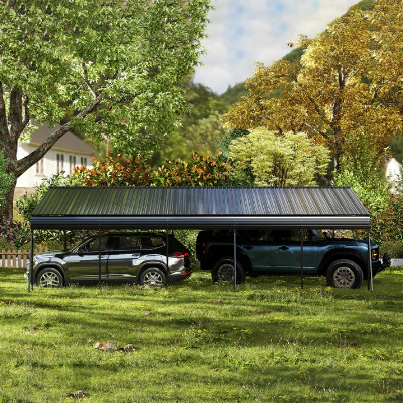 Campcraft 13 x 26.5 ft carport, 0.25mm thick, with protective film to prevent scratching, 2 pairs of adhesive gloves, 3 hooks, 12 expansion screws, 6 fixed iron pieces-海智集-Default-