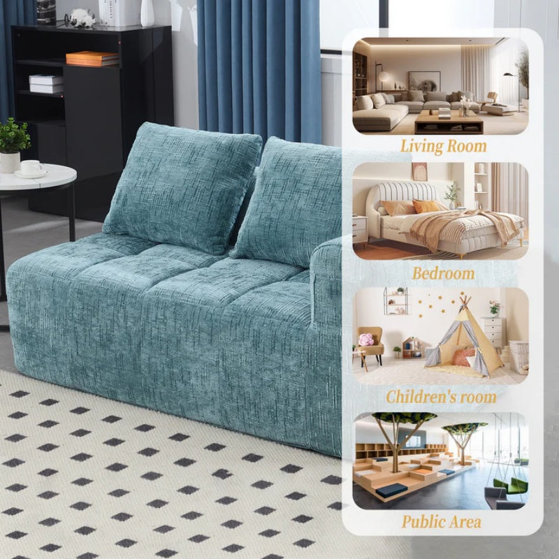 UNITED WE WIN Chenille Loveseat Sofa,Minimalist Modular Couches Sleeper for Living Room Bedroom Apartment Lounge-海智集-Default-