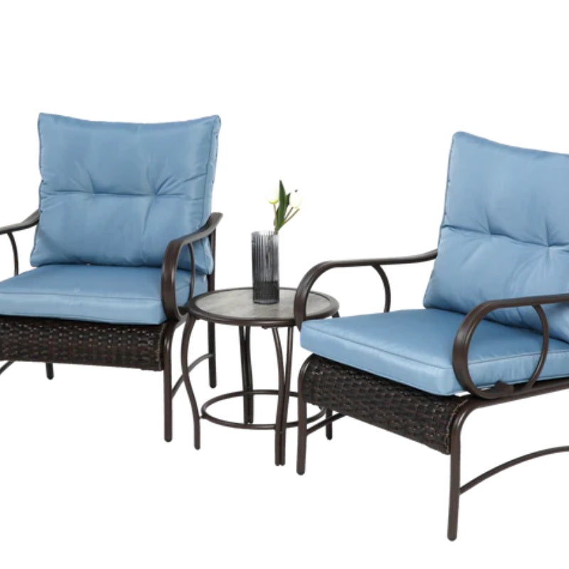 3 Pieces Patio Set Outdoor Wicker Furniture Sets Modern Rattan Chair Conversation Sets with Coffee Table-海智集-Default-
