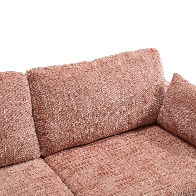 Modern Chenille 2-Seater Sofa with LED Light, USB Port, and Storage Bag in Pink-海智集-Default-