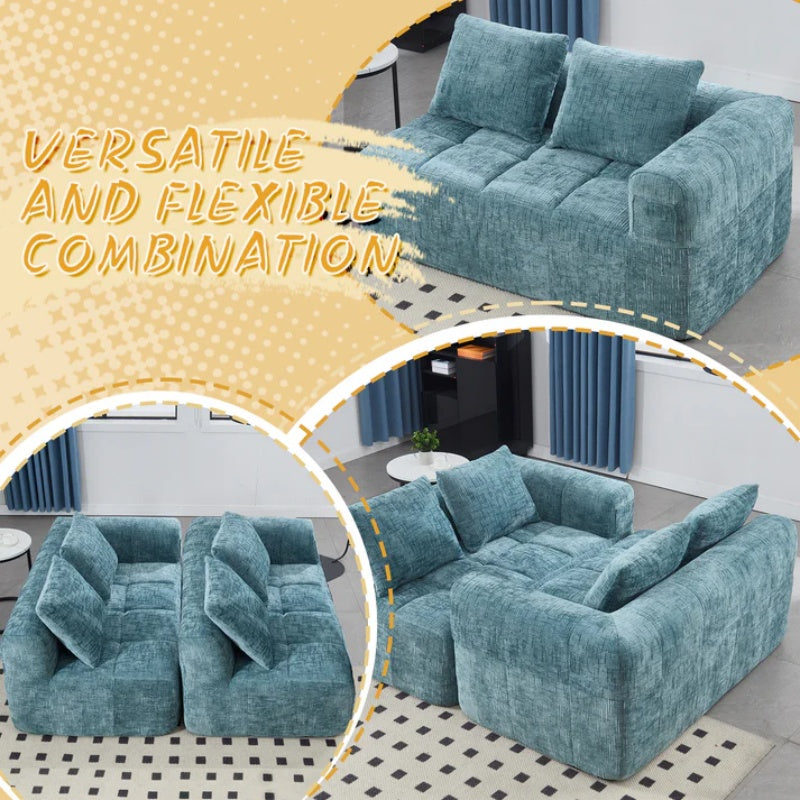 UNITED WE WIN Chenille Loveseat Sofa,Minimalist Modular Couches Sleeper for Living Room Bedroom Apartment Lounge-海智集-Default-