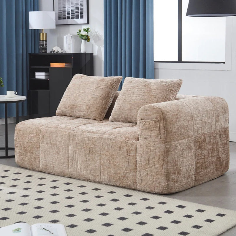 UNITED WE WIN Chenille Loveseat Sofa,Minimalist Modular Couches Sleeper for Living Room Bedroom Apartment Lounge-海智集-Default-