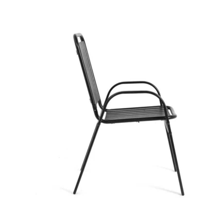 7 Pieces Patio Dining Set, Plastic chair and steel table Outdoor Set, plastic Chairs and Table Set for Garden Patio, Black-海智集-Default-