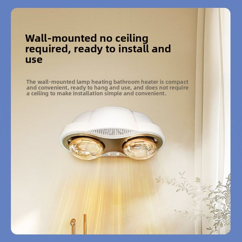 Bulb Wall-Mounted Heater Bathroom Heater Wall-Mounted Heater Household Heater Fan Bathroom Toilet-Kitchen & Bathroom-海智集-Two Lamp Warm 550W-Gold-