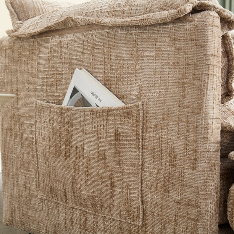 UNITED WE WIN Chenille fabric, solid construction, the overall structure of the sofa is stable, detachable armrests, two foot stools and two-seat sofa with side pockets-海智集-Default-