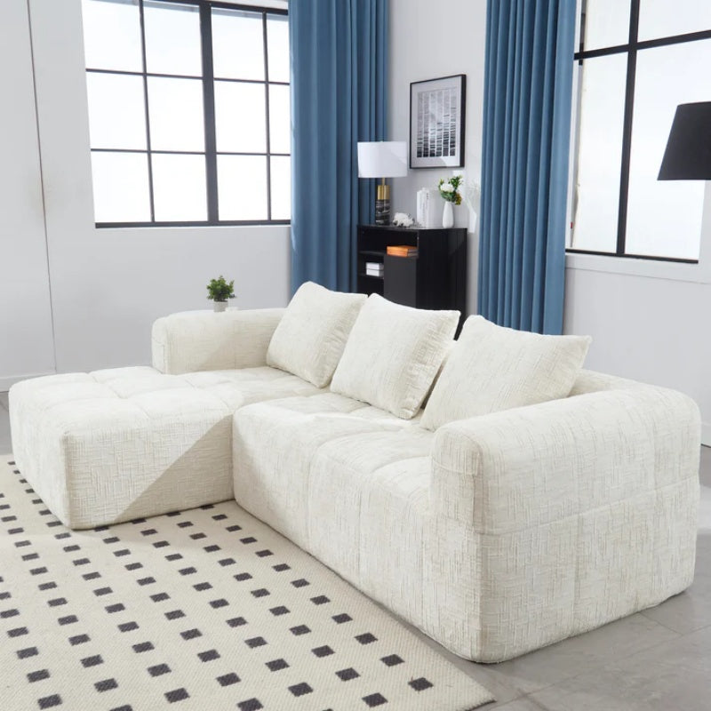 UNITED WE WIN 98.42-inch modular sectional sofa, modern modular L-shaped sofa with chaise longue, equipped with small side pockets and free of compression during installation.-海智集-Default-