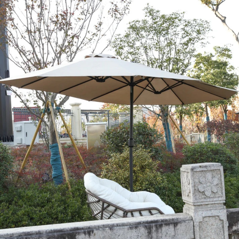 14.8 Ft Double Sided Outdoor Umbrella Rectangular Large with Crank ( khaki )(No Base)-海智集-Default-