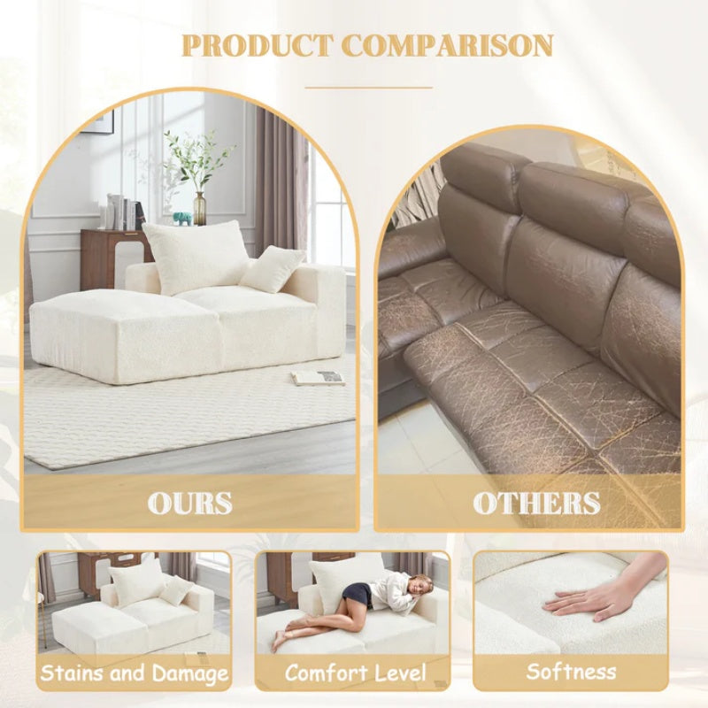 UNITED WE WIN Memory Foam 2-Seater Couch, No Installation & Easy to Transport, Deep Seat Modern Sofa with Chenille Fabric, Couch for Living Room, Bedroom, Apartment, Home Office-海智集-Default-