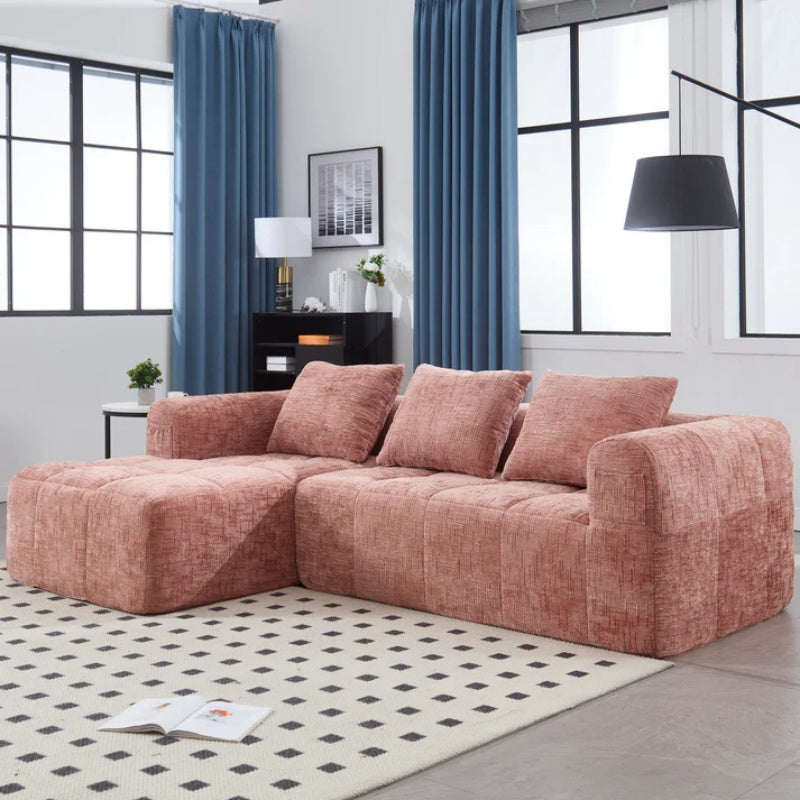 UNITED WE WIN 98.42-inch modular sectional sofa, modern modular L-shaped sofa with chaise longue, equipped with small side pockets and free of compression during installation.-海智集-Default-