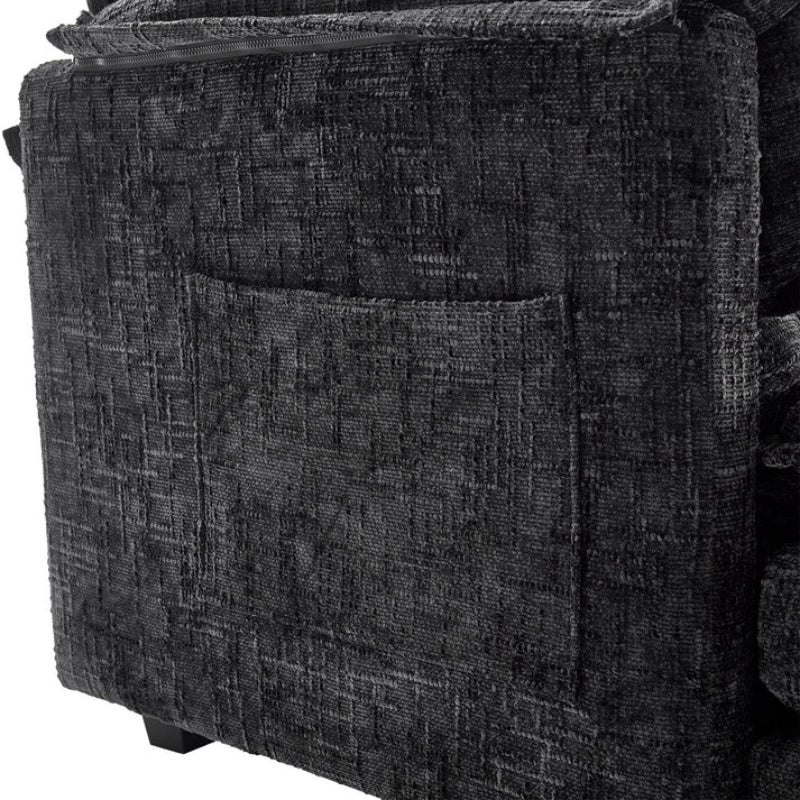 UNITED WE WIN Chenille fabric, solid construction, the overall structure of the sofa is stable, detachable armrests, two foot stools and two-seat sofa with side pockets-海智集-Default-