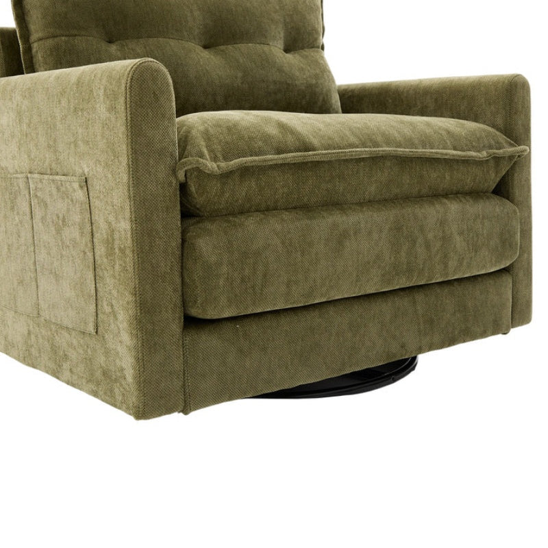 UNITED WE WIN Swivel Barrel Chair - Mid Century Modern Chair, Thick Padded Arm Chair with Solid Metal Base, Comfortable Single Sofa Chair, Swivel Accent Chair for Living Room Bedroom-海智集-Default-