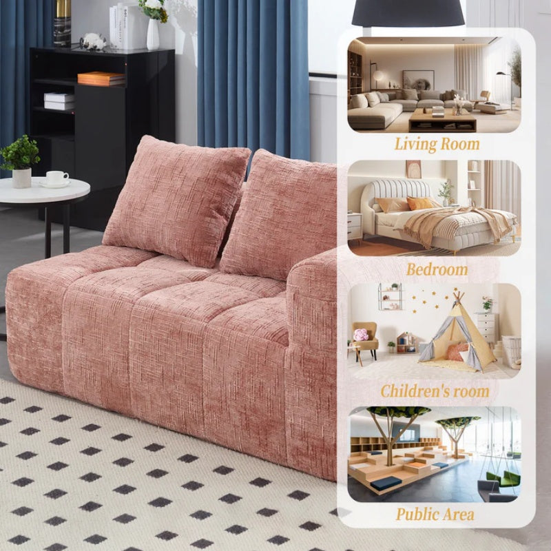 UNITED WE WIN Chenille Loveseat Sofa,Minimalist Modular Couches Sleeper for Living Room Bedroom Apartment Lounge-海智集-Default-