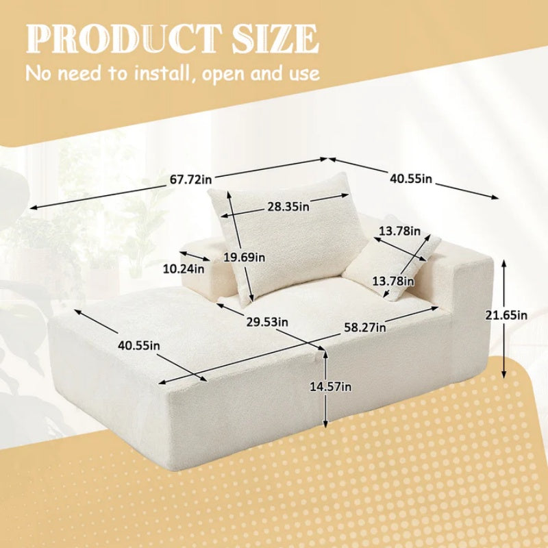 UNITED WE WIN Memory Foam 2-Seater Couch, No Installation & Easy to Transport, Deep Seat Modern Sofa with Chenille Fabric, Couch for Living Room, Bedroom, Apartment, Home Office-海智集-Default-