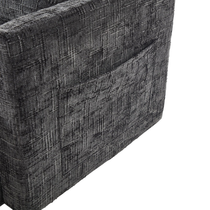 Modern Style Chenille 2-Seater Sofa with LED Light, USB Port, and Storage Bag in Gray-海智集-Default-