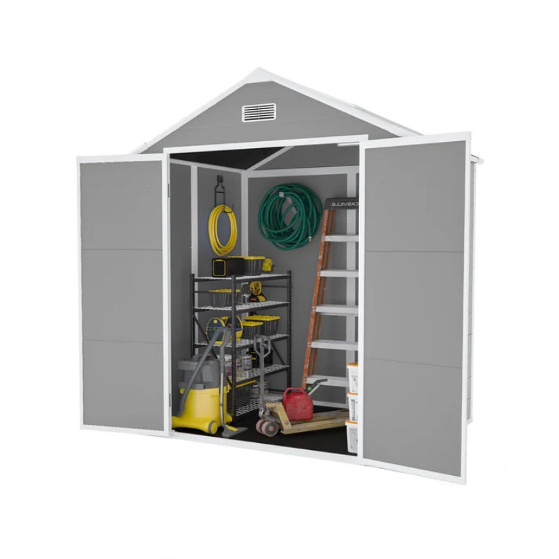 Campcraft 6*5ft resin storage shed, high quality pp material, strong structure, waterproof, rust and UV proof, large storage space, 12mm thick pp board, HD window lighting-海智集-Default-