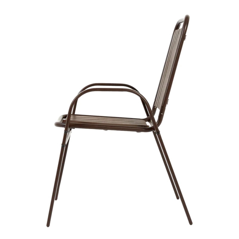 7 Pieces Patio Dining Set, Outdoor Furniture Table and 6 Textilene Chairs, Outdoor Furniture with Rectangular Table and 6 Stackable Chairs Family Conversation Set for Garden Backyard Deck-Brown-海智集-Default-